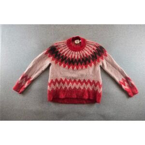 Erdem x H&M‎ Mohair Blend Sweater Womens Medium Red & Cream Fair Isle Nordic